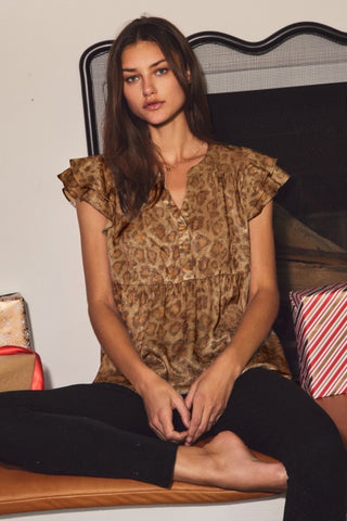 Leopard Babydoll Top