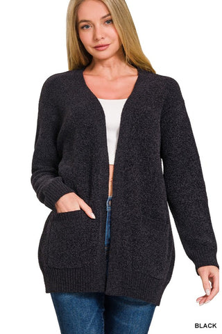 Open Front Cardigan- Black