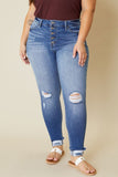 CURVY High Rise Button Fly Ankle Skinny