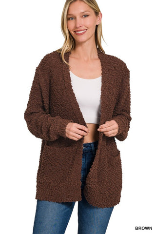 Popcorn Cardigan- Brown