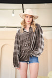 Long Sleeve Button Front Loose Fit Shirt Top