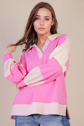 Pink Casual Knit Top