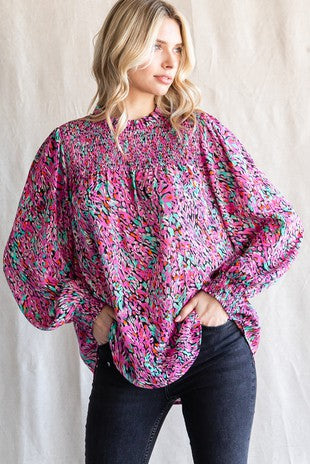 Print Smocked Top