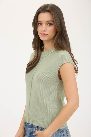 Sleeveless Sweater Top- Sage