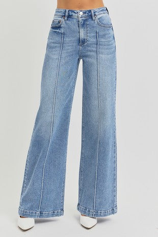 Wide Leg Pintuck Detailed Jeans