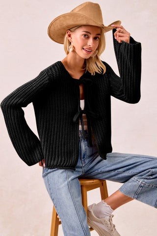 Black Tie Front Cardigan