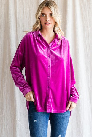 Magenta Velvet Top