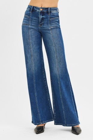Wide Leg Front Patch Pocket Jeans