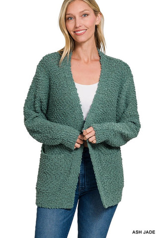 Popcorn Cardigan- Jade