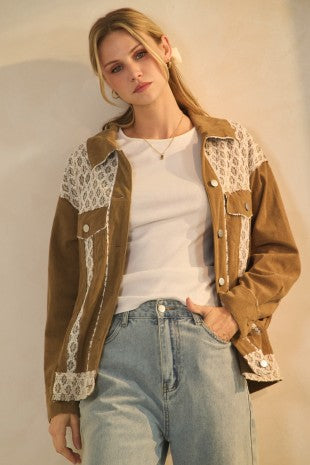 Lace Corduroy Shacket