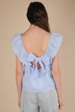Bow Embroidered Checkered Top