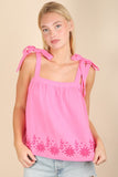 Hot Pink Shoulder Tie Top