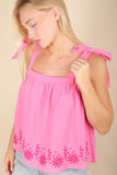 Hot Pink Shoulder Tie Top