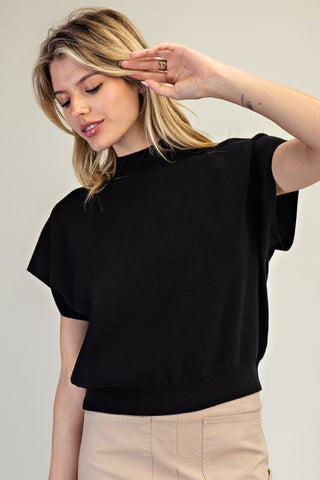 Curvy Mock Neck Short Sleeve Top