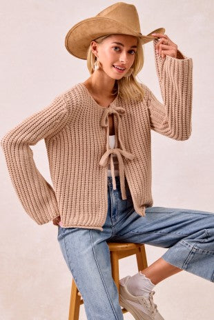 Latte Tie Front Cardigan