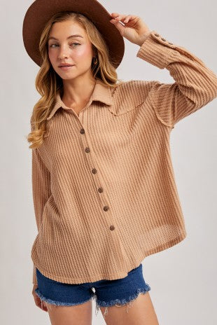 Brushed Waffle Shacket