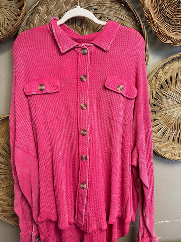 Pink Waffle Knit Top