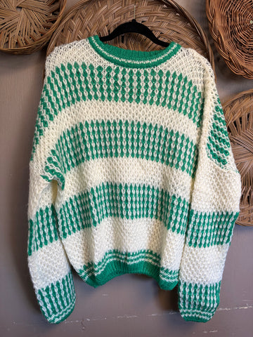 Green and Cream Sweater
