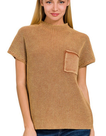 Camel Short Sleeve Sweater