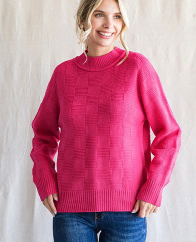 Hot Pink Checkered Sweater