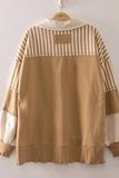 Curvy Taupe Vintage Stripe Sweatshirt