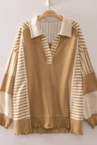 Curvy Taupe Vintage Stripe Sweatshirt