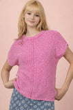 Curvy Mineral Washed Knit Casual Sweater