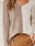 Tan and Ivory Split Sweater